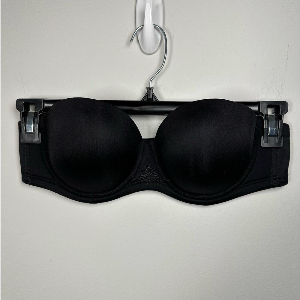 Black Embroidered Strapless Bra Women's 36B